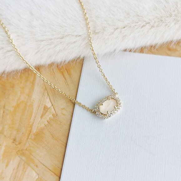 NEW Kendra Scott Chelsea Rose Quartz Necklace Gold - Picture 2 of 4